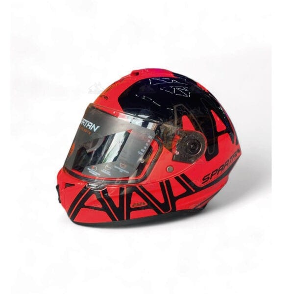 Chachimotos - Casco spartan rojo con triangulos negros talla xl Casco de alta seguridad y confort