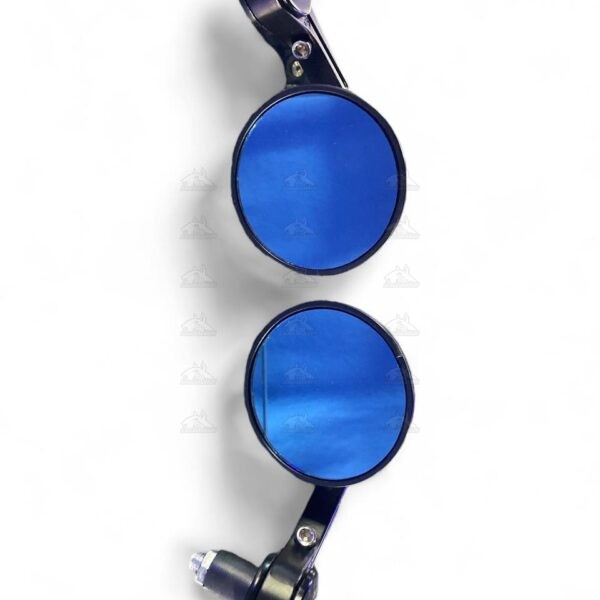 espejos café racer redondo negro vidrio azul